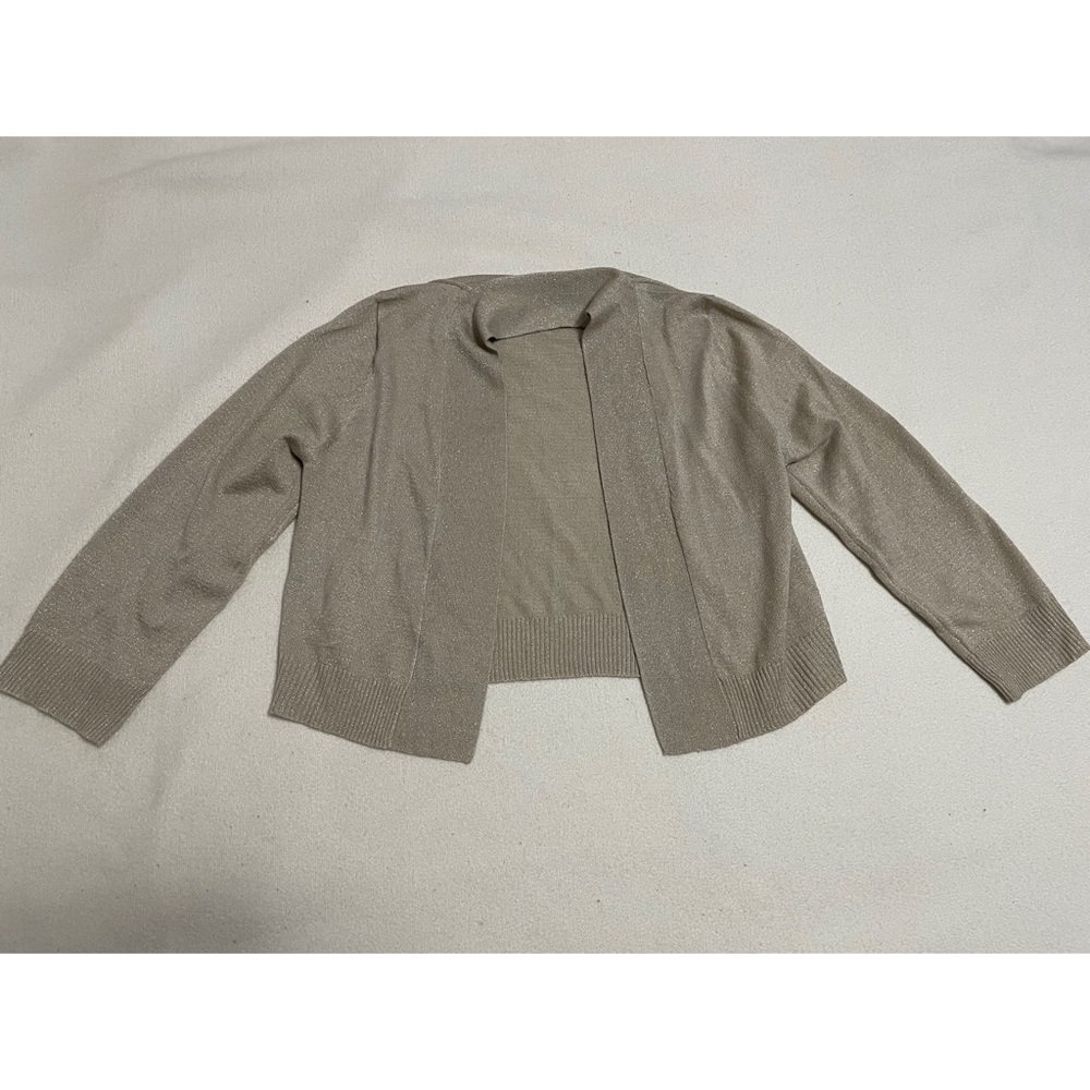 Calvin Klein cream and gold sparkle buttonless sweater (size medium)